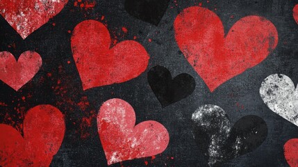 Red and Black Hearts Illustration