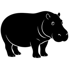 Fototapeta premium black silhouette of a Hippopotamus animal 