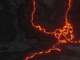 3D abstract volcanic stone wall background.
