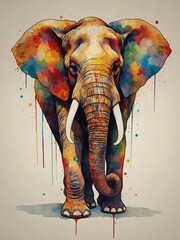 Obraz premium Spectrum Strength: A Multicolored Abstract Elephant