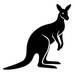 black silhouette of a Kangaroo animal 