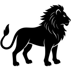 black silhouette of a Lion animal 