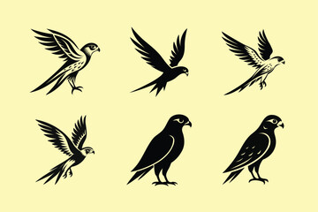 American Kestrel bird, silhouette vector illustration