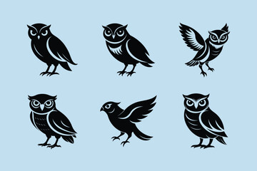 Burrowing Owl bird, silhouette vector illustration