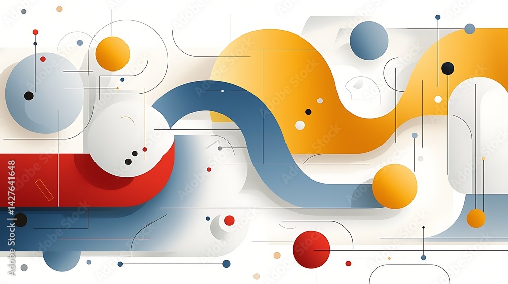 Poster colorful composition in dynamic geometric patterns modern abstract art design