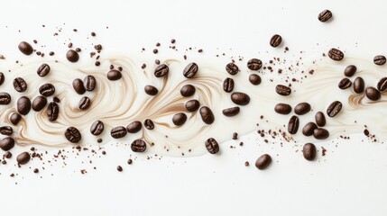 Coffee beans and milk art