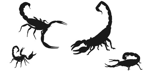 Scorpion Silhouettes Collection – Vector Black Scorpions Illustration