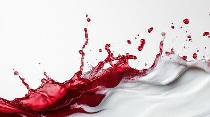 Red liquid splashing into white liquid, creating a dynamic abstract image