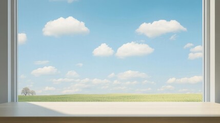 Fototapeta premium open window with blue sky
