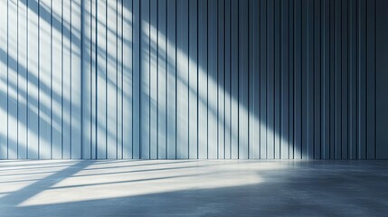 Sunlit Modern Interior Minimalist Blue Wall with Concrete Floor.