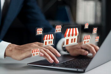 Franchise business concept. Franchise business or marketing expansion for growth, brand building....