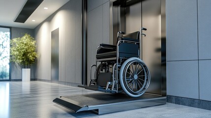 Wheelchair Access Elevator Modern Building.