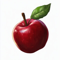 red apple with leaf