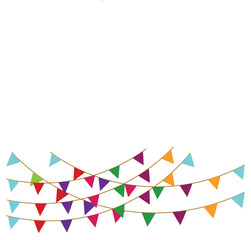 Obraz premium Festive flag garlands with streamer ribbons vector illustration.