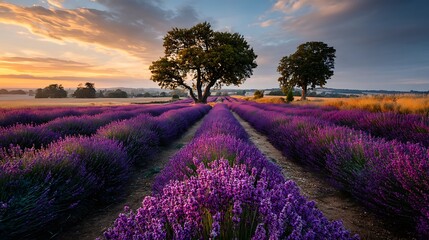 Fototapeta premium Lavender Fields Sunrise