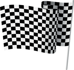 Fototapeta premium Racing flag waving on a white background representing victory in motorsport events and competitions globally