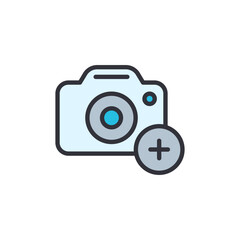 Add photo colored icons, minimalist vector illustration ,simple transparent graphic element .Isolated on white background