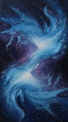 Fototapeta premium Abstract nebula space art with swirling blue and purple cosmic dust clouds.