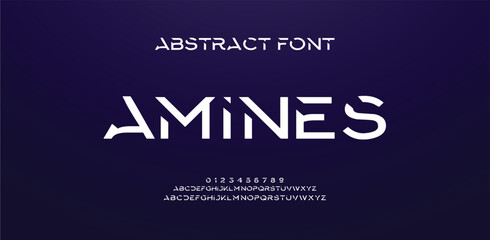 Design Modern abstract digital alphabet font. Minimal technology typography, Creative urban sport fashion futuristic font and with numbers. vector illustration.