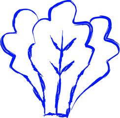 lettuce icon in doodle style. blue line scribble icon	