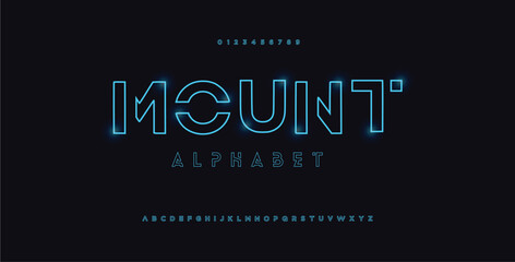 Creative Outline Double line monogram alphabet and tech fonts. Lines font regular uppercase and lowercase. Vector illustration.