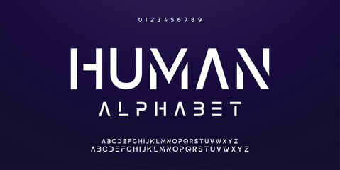 Design Modern abstract digital alphabet font. Minimal technology typography, Creative urban sport fashion futuristic font and with numbers. vector illustration.