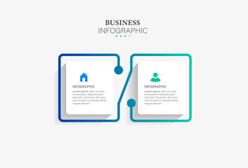 Timeline infographic design with thin line for business template. Vector 2 steps.