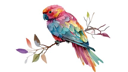 Obraz premium Colorful Parrot Watercolor Painting on White Background
