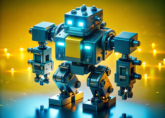 Programmable Matter Robot: Metallic Chrome Voxels Forming Humanoid 