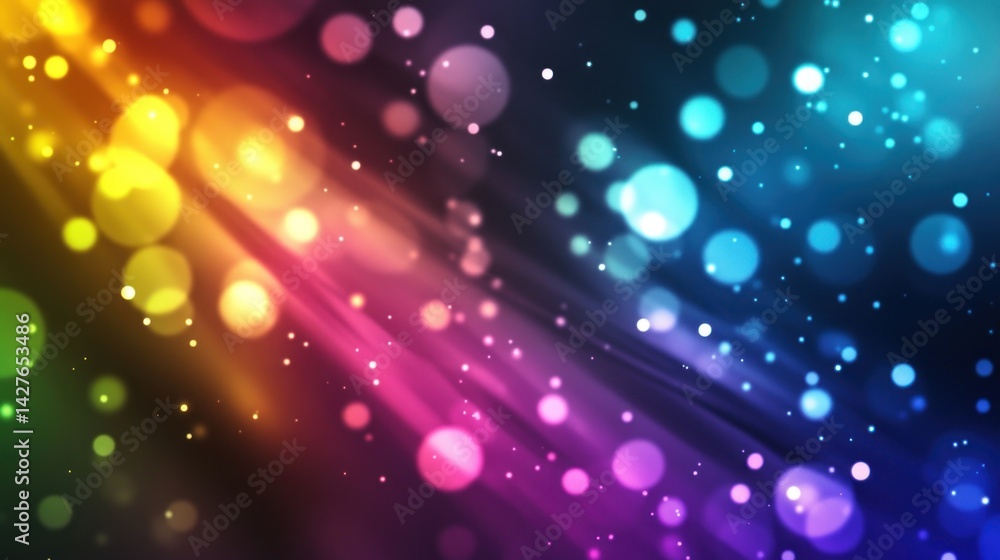 Poster abstract vibrant bokeh background with colorful lights and streaks