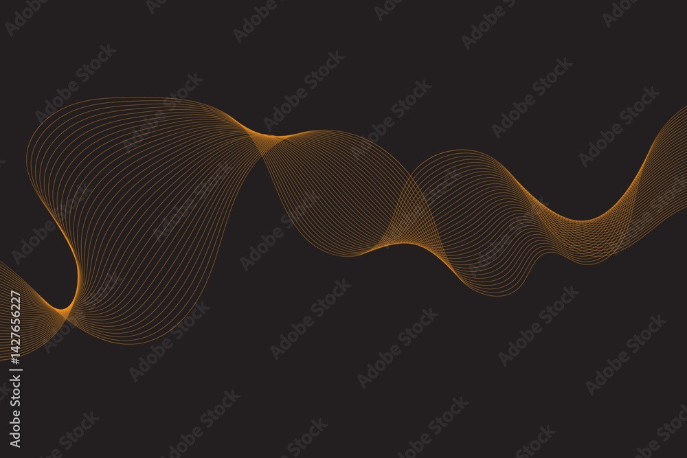 Poster abstract orange wave background, wavy business curve lines on transparent background. abstract ocean