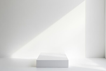 White Minimalist Podium in Bright Studio