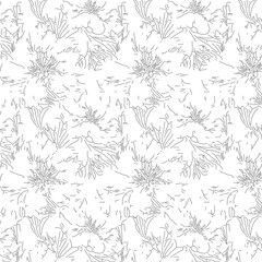 Fototapeta premium seamless gentle vector paisley print with ethnic paisley and flowers pattern, allover composition. Detailed beautiful paisleys with floral motives in black and white.