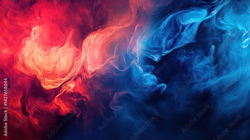 Poster Abstract swirling colors clashing in dynamic motion