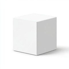 Blank white cube box on white background for product presentation