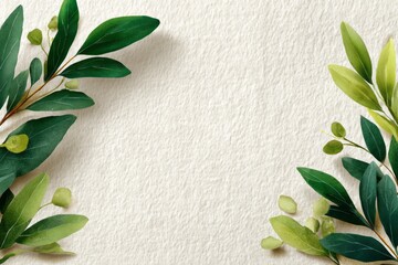 Fresh Green Leaves and Natural Background with Soft Textured Surface for Creative Projects
