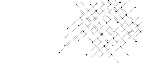 Vector creative idea of modern design with abstract geometric background. Dark black vector background with straight lines. Horizontal template with chaotic lines. Abstract line or strokes with dots.