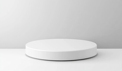 Empty white round pedestal on a plain background
