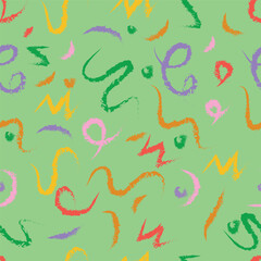 Collection of vector seamless patterns with colorful line shapes. Trendy, minimalistic, delicate backgrounds. Textile endless prints, stylish, unusual textures.