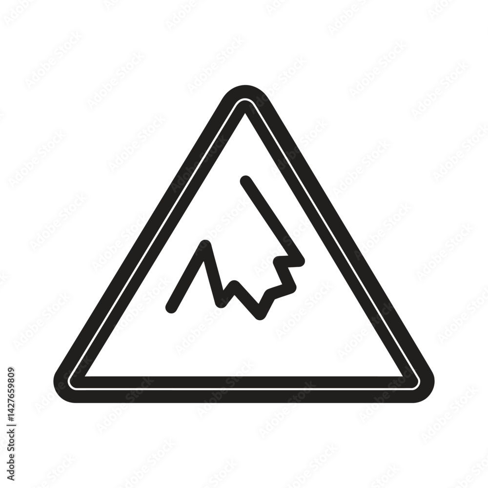 Poster warning sign with uneven surface in bold black outline on transparent background