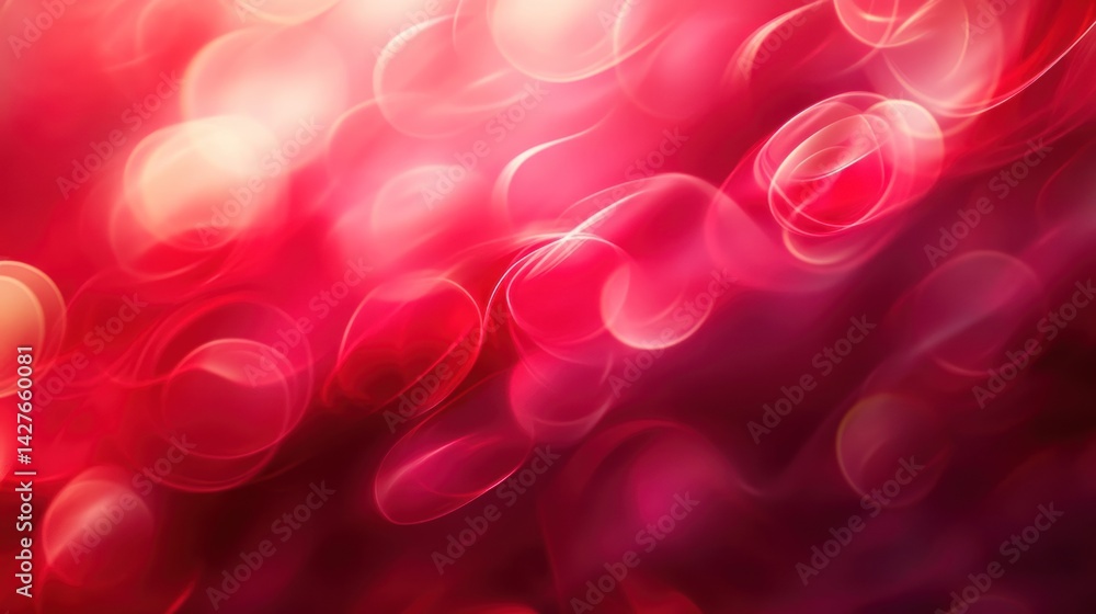 Fototapete abstract vibrant red bokeh background with swirling patterns