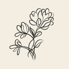 Elegant Line Art Floral Design Botanical Illustration