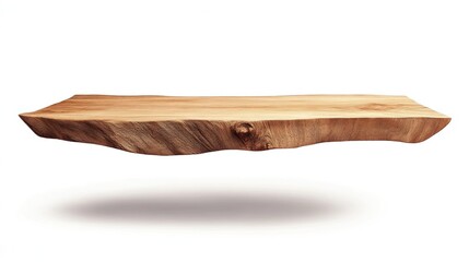 Natural wooden shelf, a piece of raw wood, a rustic shelf