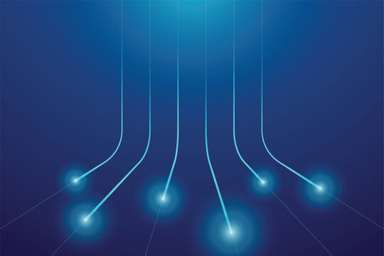Abstract technology blue cyber light trails. background. Speed transfer data communication, cyber nano information. Futuristic line internet network high speed technology backdrop.