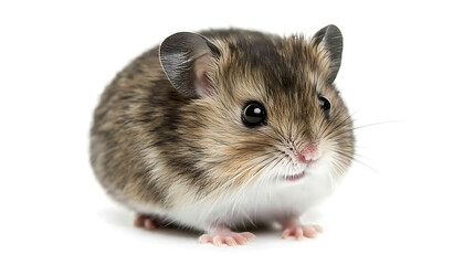 A small hamster with a black nose and white whiskers