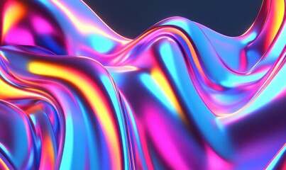 Fototapeta premium Iridescent liquid swirls, abstract background, digital art, design element