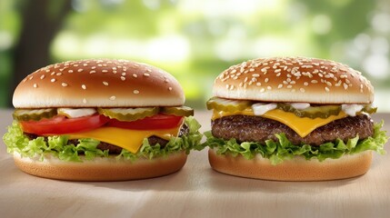 Juicy Cheeseburgers Picnic Delight with Outdoor Feast.