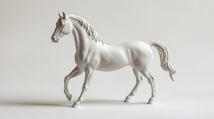 White horse figurine, minimalist style