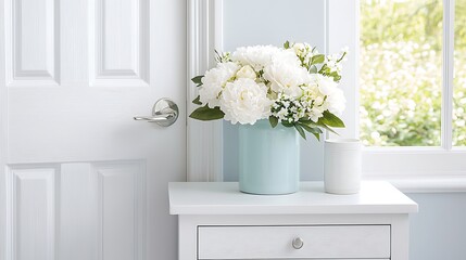 Fototapeta premium Elegant floral arrangement in a bright room home decor interior design cozy atmosphere