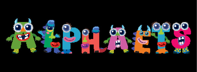 Colorful Monster Alphabet Vector Illustration